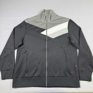 BOSS Hugo Boss Full Zip Track Jacket Black Grey Mens Size Large Athletic Stretch